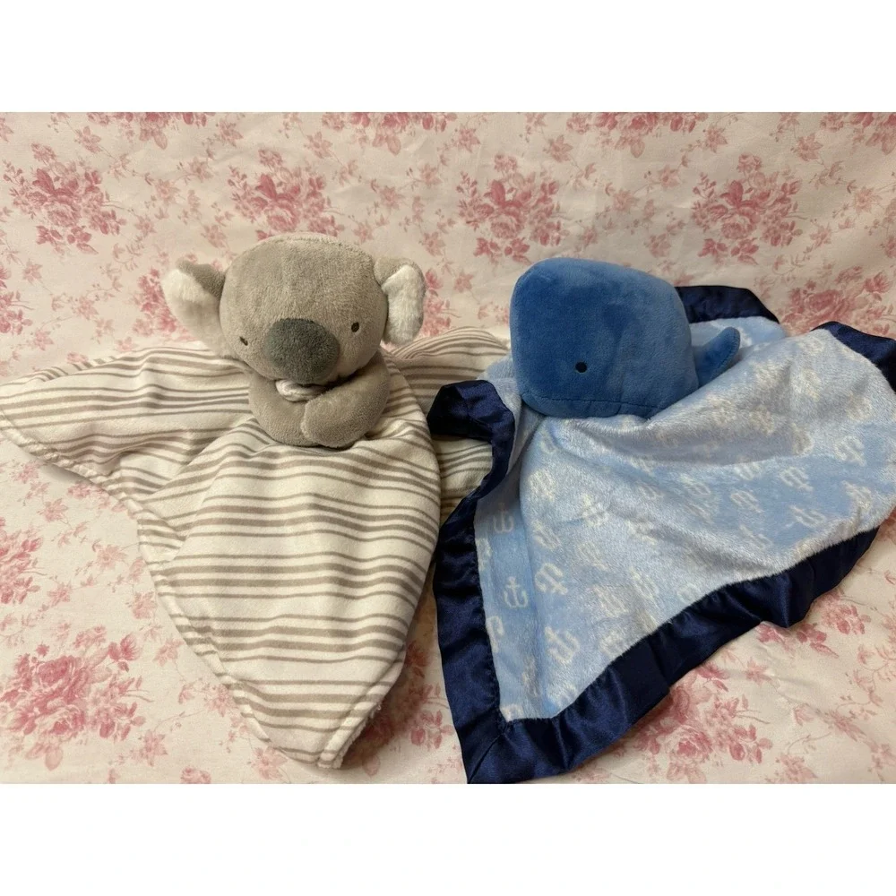 Baby Lovey Security Blanket Lot Cloud Island Whale & Carter's Koala Plush